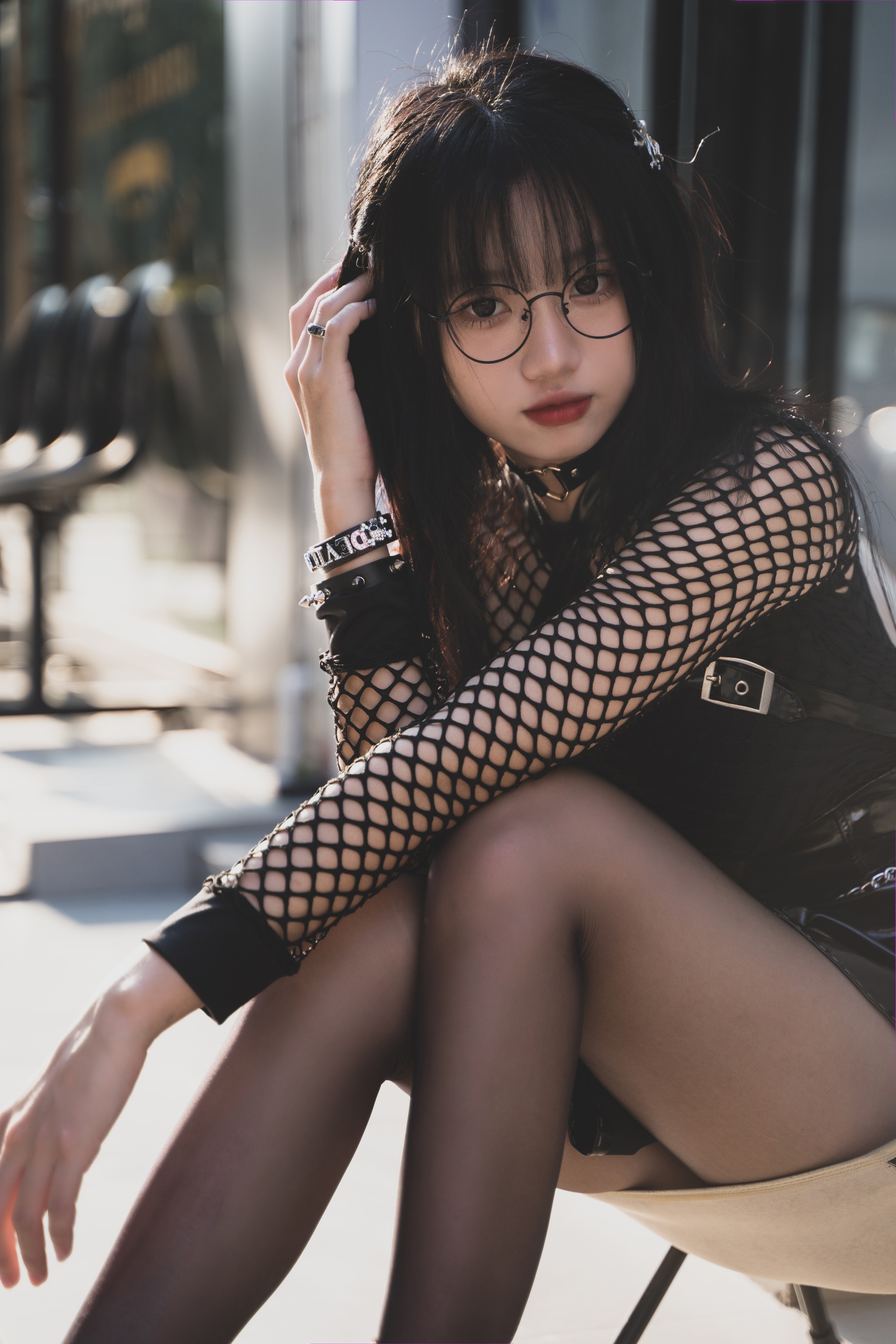 图片[1]-柒柒要乖哦 – NO.023 街拍黑皮裙[17P]-XikXak